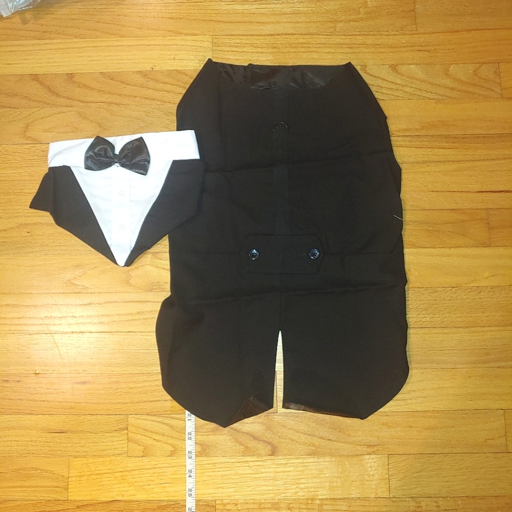 Dog X-LARGE 2 Piece Tuxedo Formal Outfit Black Tie Affair Wedding - Picture 4 of 10